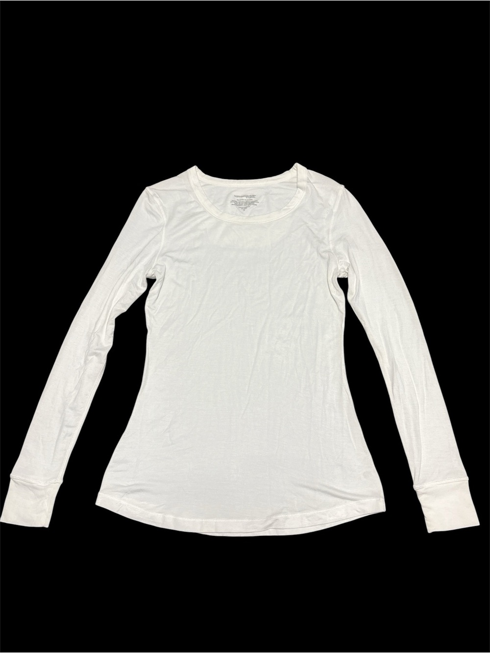Cuddl Duds White Long Sleeve Scoop Neck Top